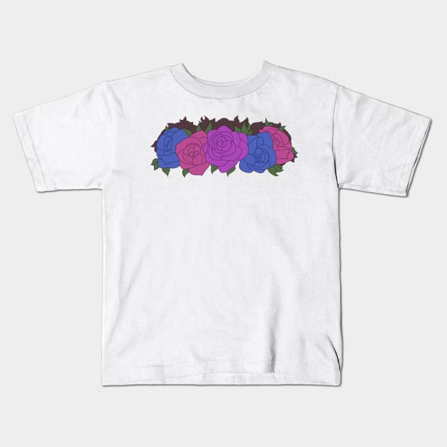 Bisexual Pride Flower Crown Kids T-Shirt by celestialuka